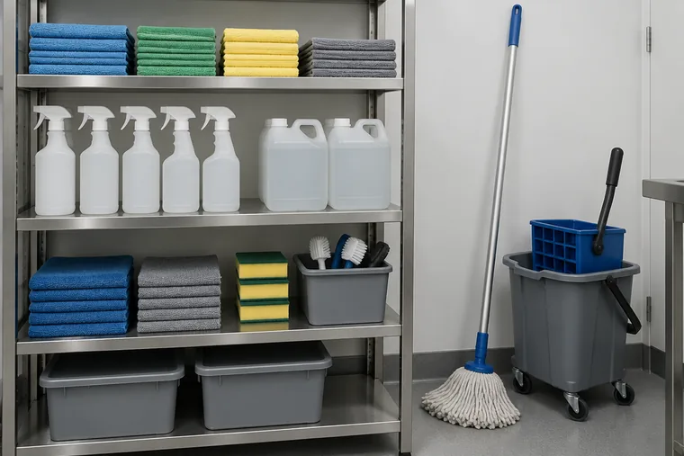 Cleaning supplies for a custom disinfection program