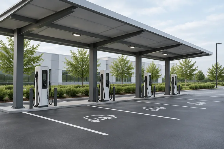 EV charging station kept clean and litter-free
