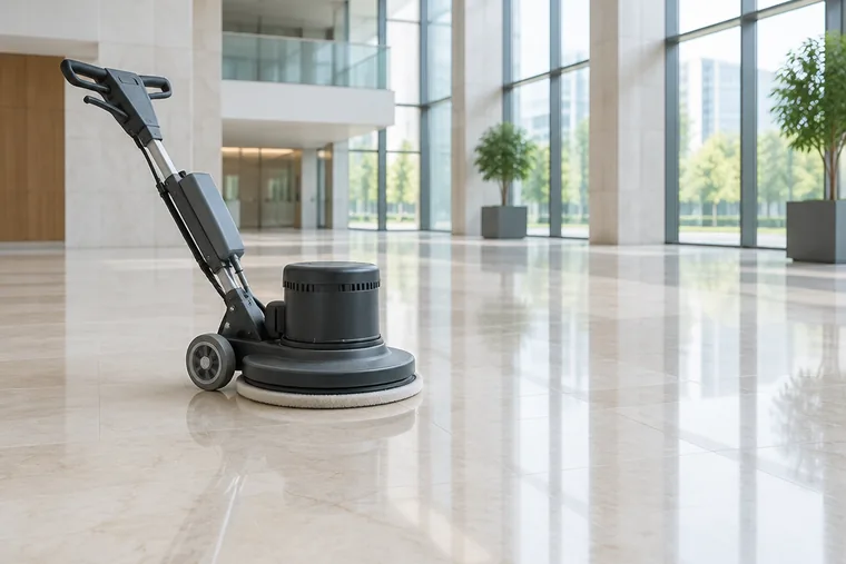 Timestamped photo of a cleaned floor